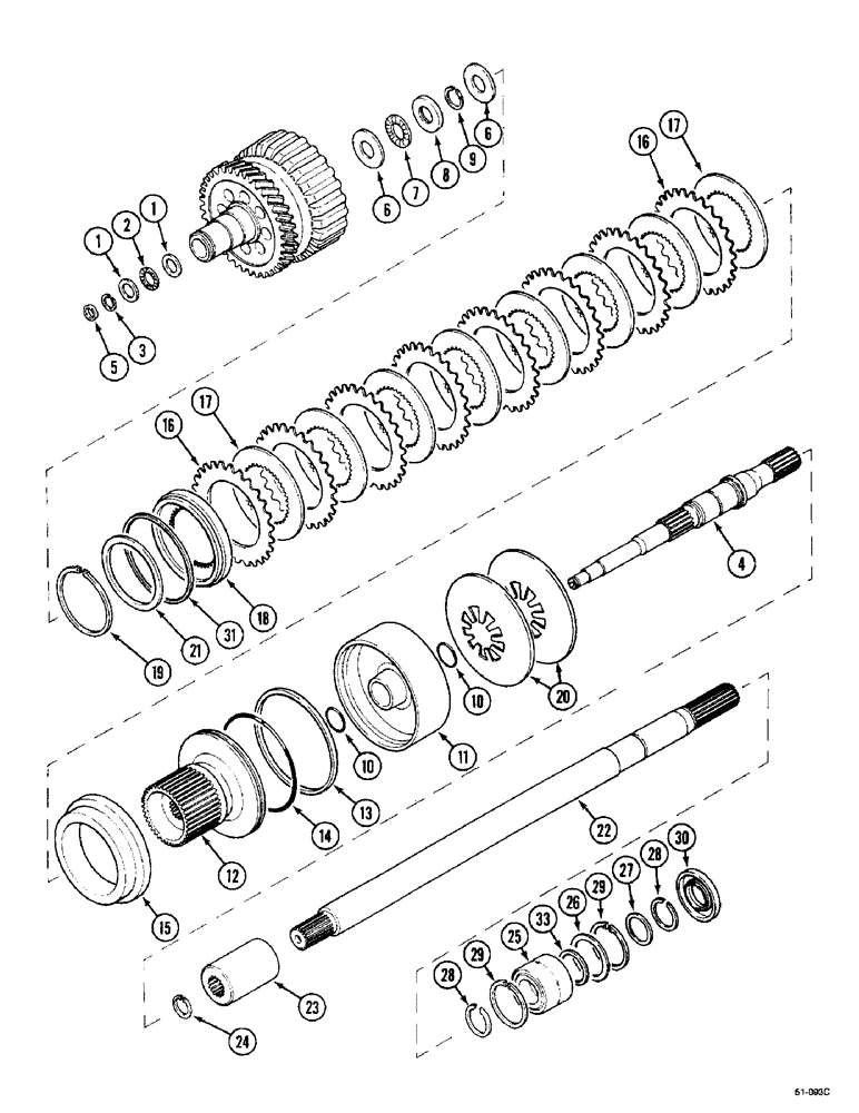 Схема запчастей Case IH 5150 - (6-142) - M.F.D. CLUTCH AND DRIVE SHAFTS (06) - POWER TRAIN