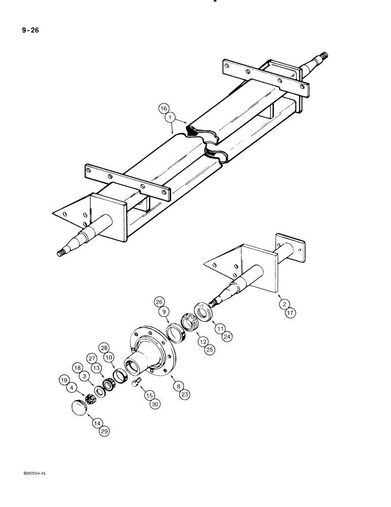 Схема запчастей Case IH 540 - (9-026) - AXLES AND SUPPORTS, MODEL 530, 540, 550 (09) - CHASSIS/ATTACHMENTS