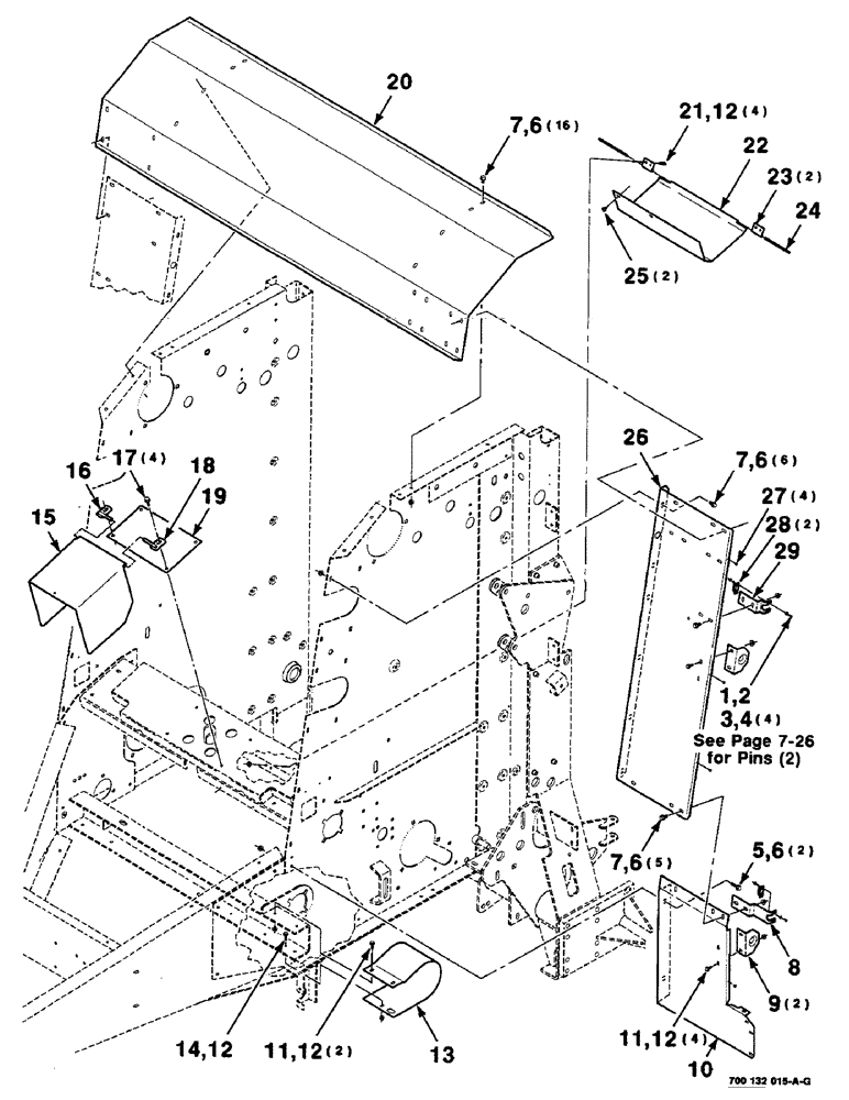 Схема запчастей Case IH 8435 - (7-18) - TONGUE SHIELDS AND LATCH SUPPORT ASSEMBLIES, LEFT, SERIAL NUMBER CFH0124001 THROUGH CFH0124137 (12) - MAIN FRAME