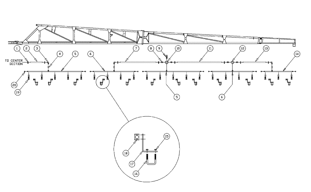 Схема запчастей Case IH PATRIOT NT - (09-002) - 24M, 20” SPACING, 1-WAY NOZZLE, RIGHT & LEFT HAND / 3 BOOM SHUT-OFF Liquid Plumbing