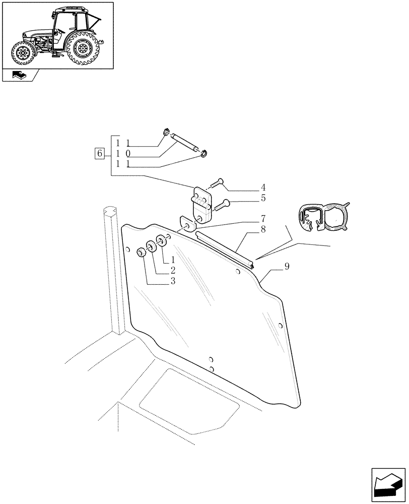 Схема запчастей Case IH FARMALL 95C - (1.92.92[06]) - CAB REAR WINDOW (10) - OPERATORS PLATFORM/CAB