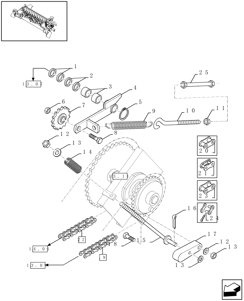 Схема запчастей Case IH RBX341 - (13.10[01]) - FEEDER AND CROPCUTTER ASSEMBLY, FRAME (13) - FEEDER