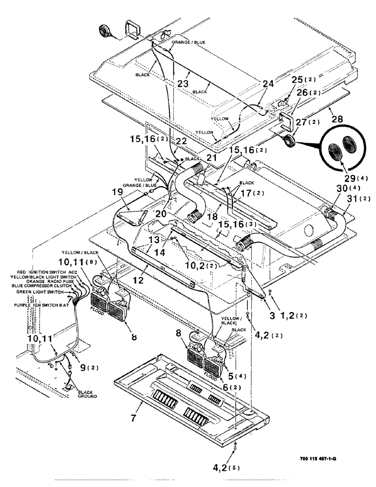 Схема запчастей Case IH 8850 - (04-10) - CAB BLOWER, LIGHTS AND WIRING ASSEMBLY (04) - ELECTRICAL SYSTEMS