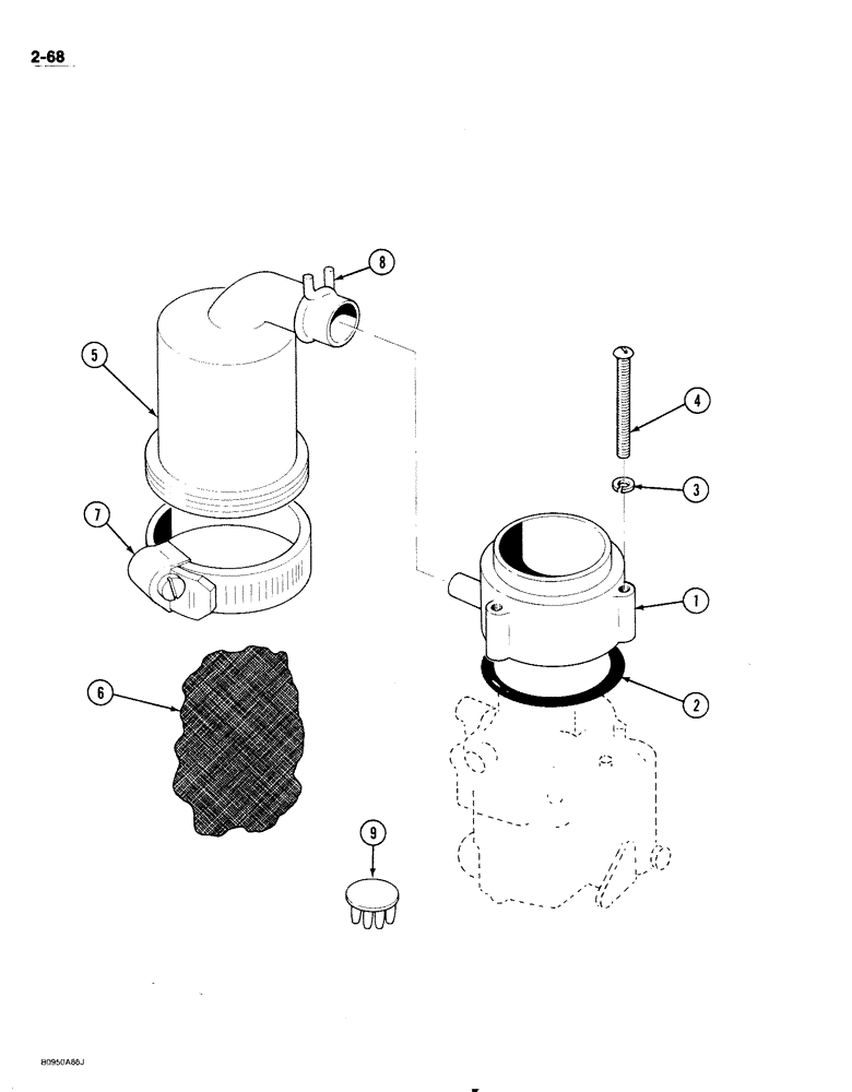 Схема запчастей Case IH 1818 - (2-068) - REMOTE AIR CLEANER AND ADAPTER, GASOLINE MODELS (02) - ENGINE