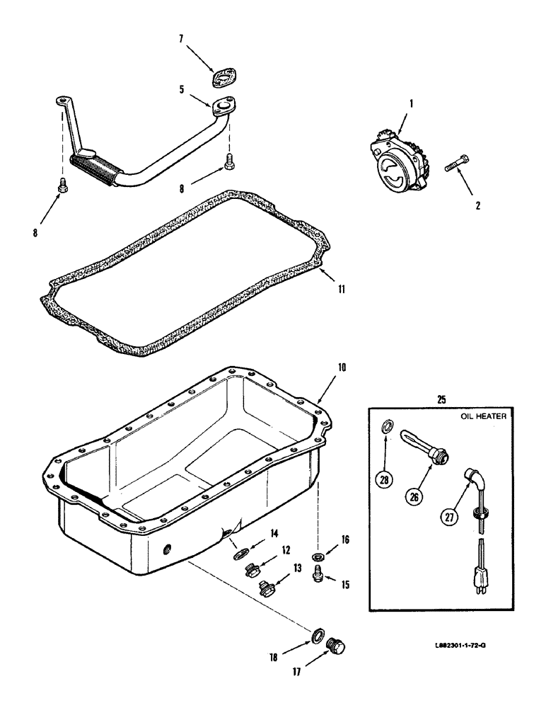 Схема запчастей Case IH 8830 - (2-36) - OIL PUMP AND OIL PAN, ENGINE OIL HEATER, DIESEL (02) - ENGINE