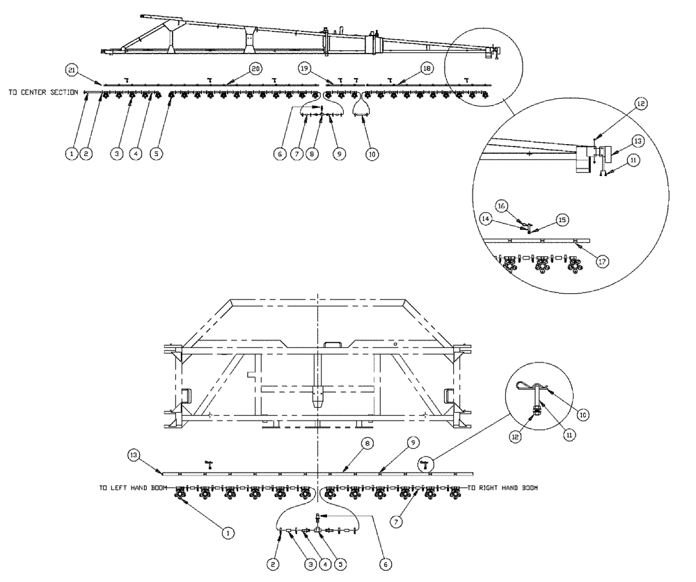 Схема запчастей Case IH PATRIOT XL - (09-027[03]) - 60 3-BOOM SHUTOFF-10" ON CENTER-NOZZLES, CENTER BOOM 5-WAY NOZZLES Liquid Plumbing