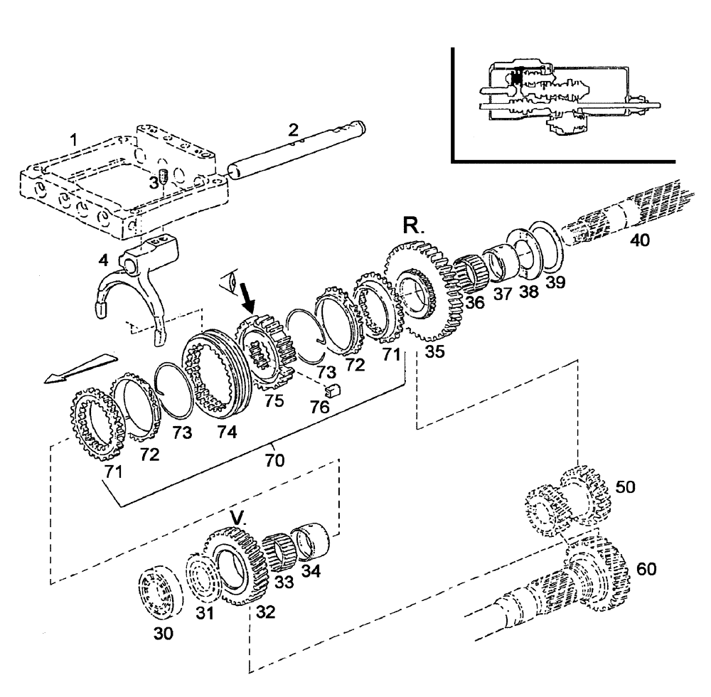 Схема запчастей Case IH C55 - (06-26[01]) - FORWARD- AND REVERSE CONTROLS (06) - POWER TRAIN