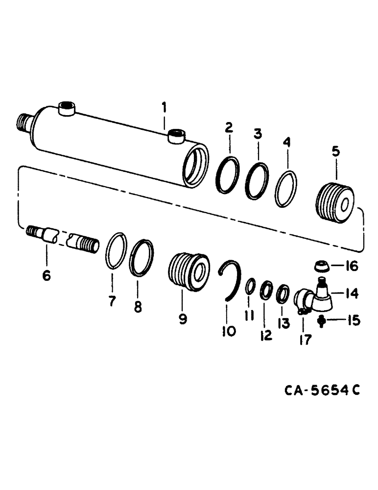 Схема запчастей Case IH 1460 - (10-075) - STEERING CYLINDER, WITH POWER GUIDE WHEELS (07) - HYDRAULICS