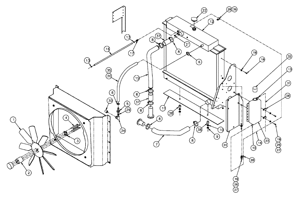 Схема запчастей Case IH FLX4300 - (02-026) - RADIATOR GROUP (FLX4300) (01) - ENGINE