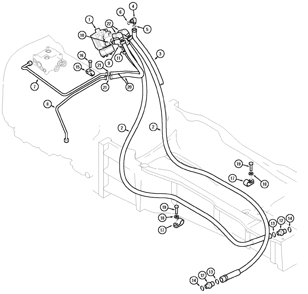 Схема запчастей Case IH MX150 - (05-04) - STEERING PIPES (25) - FRONT AXLE SYSTEM