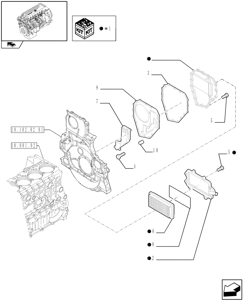 Схема запчастей Case IH F3CE0684F E001 - (10.101.03) - ENGINE BREATHERS (500385423) (01) - ENGINE