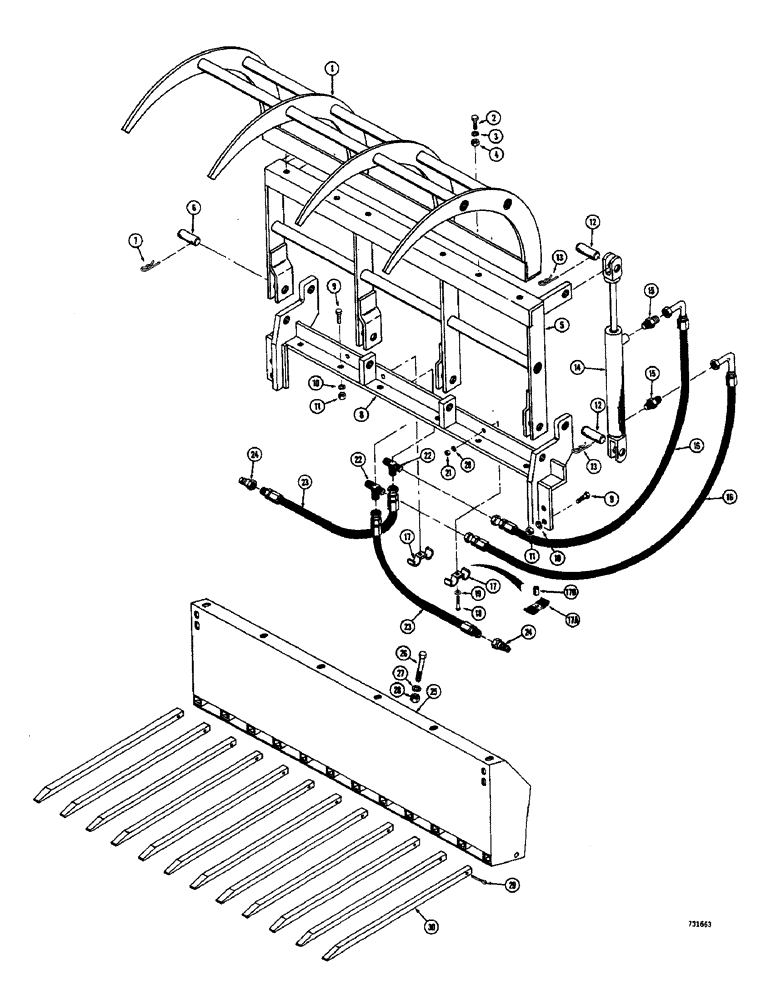 Схема запчастей Case IH 1500-SERIES - (116) - HYDRAULIC GRAPPLE (89) - TOOLS