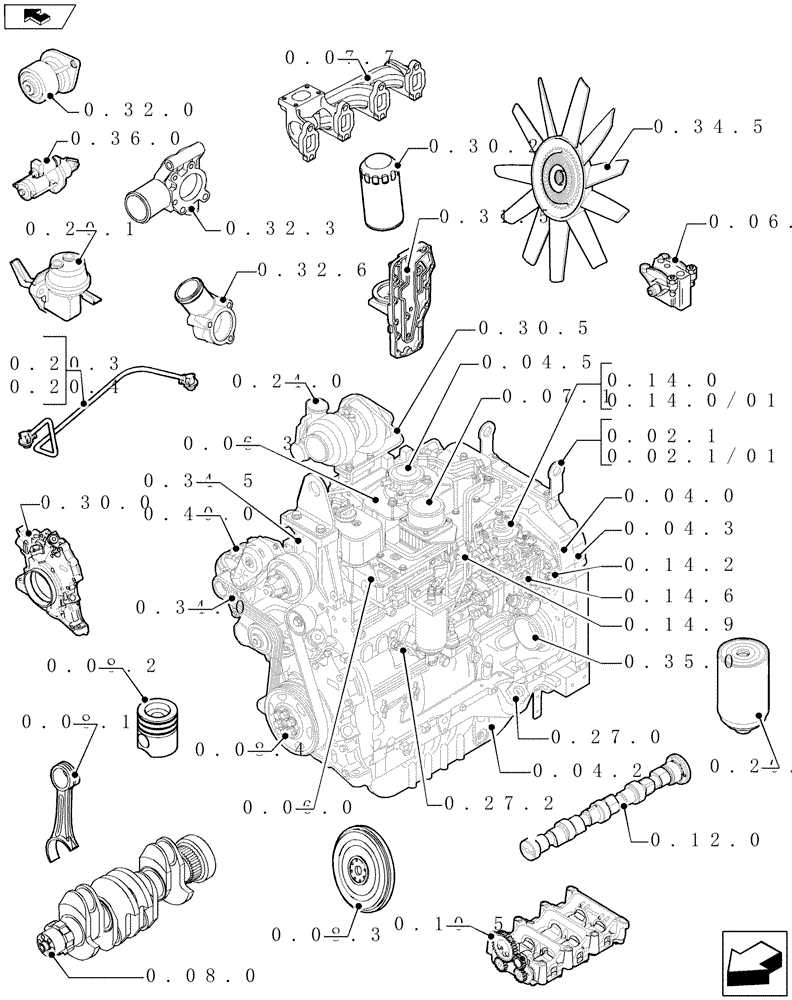 Схема запчастей Case IH FARMALL 95 - (SEC. 01) - ENGINE (00) - GENERAL