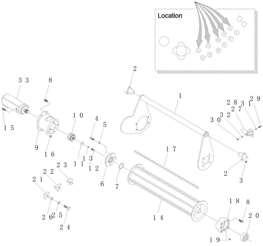 Схема запчастей Case IH A7000 - (A05.06[01]) - Top Rollers {A, C1, C2 and D} (13) - FEEDER