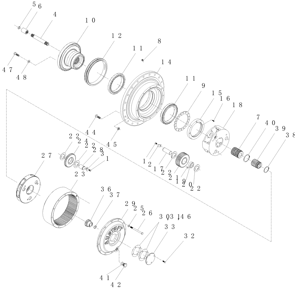 Схема запчастей Case IH A7700 - (A09.03[01]) - Epicyclic Hub {7700} *Series 60 39:1 (04) - STEERING