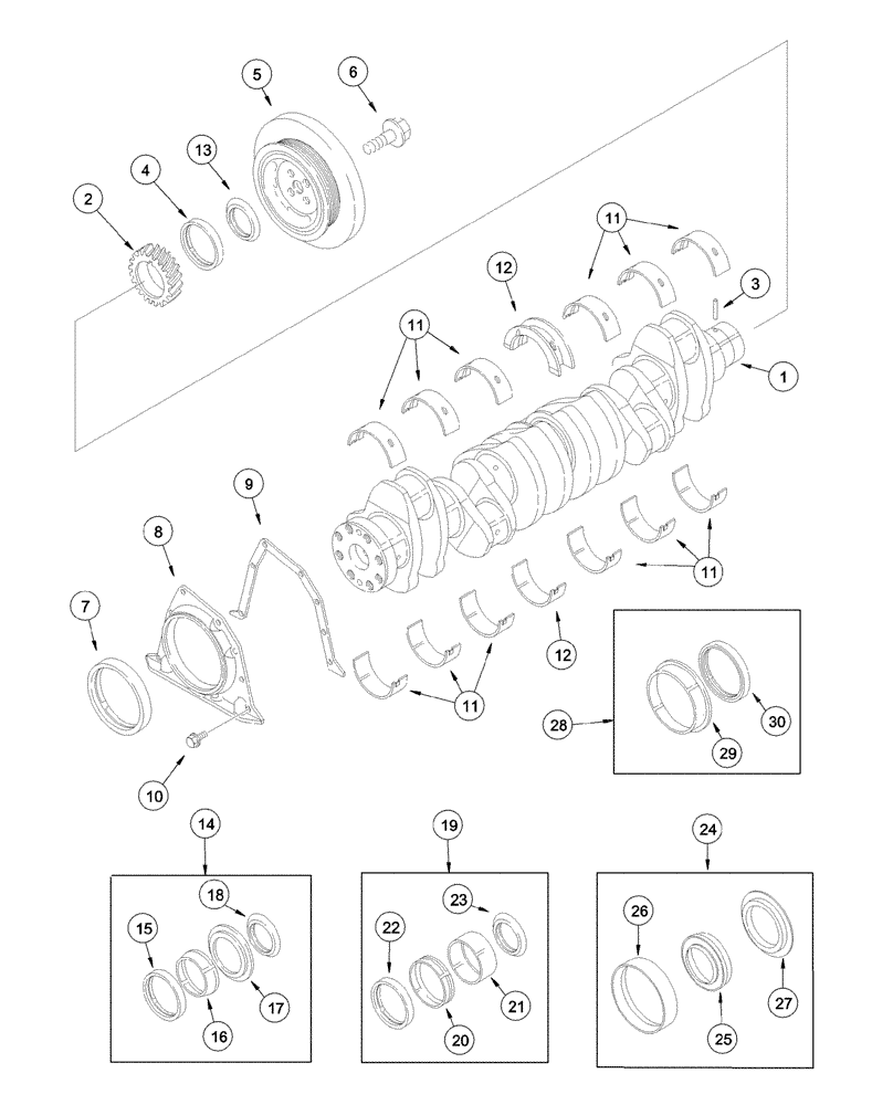 Схема запчастей Case IH 2555 - (02-21) - CRANKSHAFT (01) - ENGINE