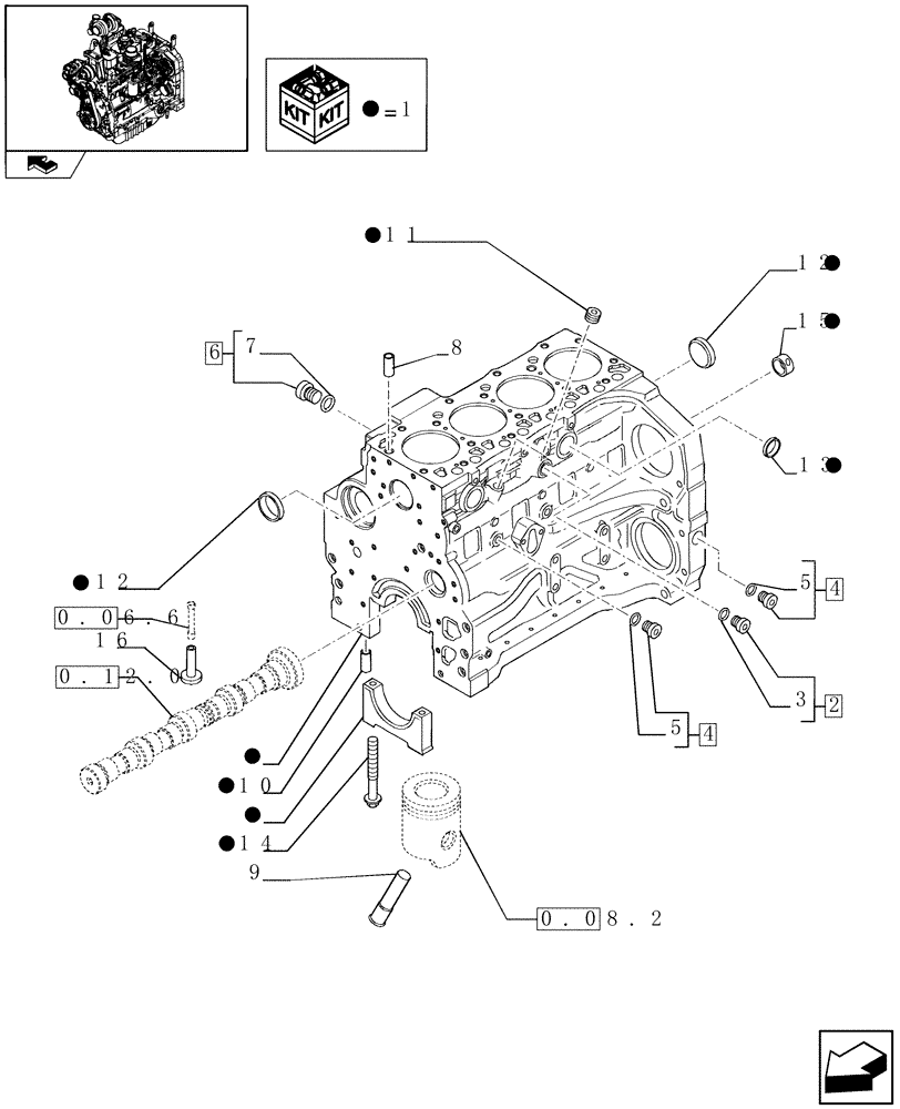 Схема запчастей Case IH FARMALL 105U - (0.04.0) - CRANKCASE (01) - ENGINE