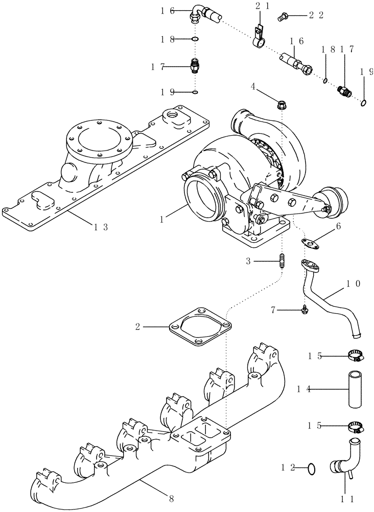 Схема запчастей Case IH MX230 - (02-17) - TURBOCHARGER SYSTEM, MX210 AND MX230 (02) - ENGINE