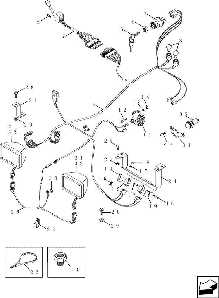 Схема запчастей Case IH 2577 - (55.512.06) - HARNESSES - STEERING CONSOLE AND PLATFORM (55) - ELECTRICAL SYSTEMS