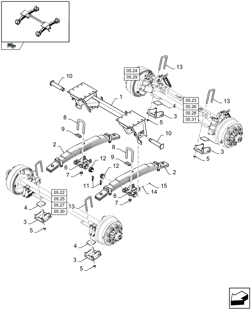 Схема запчастей Case IH LB333P - (05.21[01]) - LARGE STEERED TANDEM AXLE, SUSPENSION (05) - AXLE