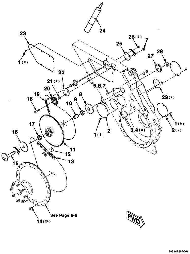 Схема запчастей Case IH 8860HP - (06-04) - CHAINCASE ASSEMBLY (RIGHT) (14) - MAIN GEARBOX & DRIVE