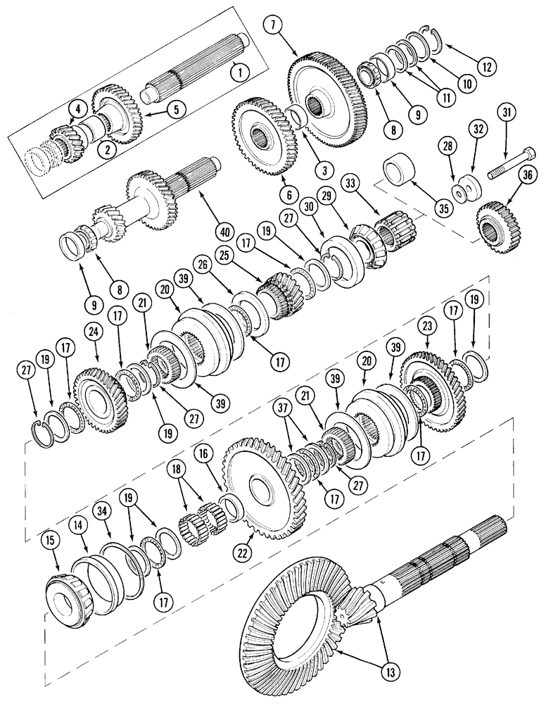 Схема запчастей Case IH 5130 - (6-028) - TRANSMISSION, RANGE GEARS (06) - POWER TRAIN