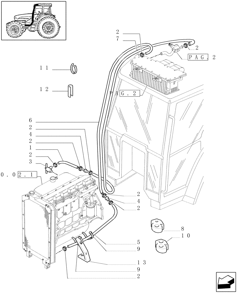 Схема запчастей Case IH MXM130 - (1.94.2[01]) - HEATER LINES (10) - OPERATORS PLATFORM/CAB