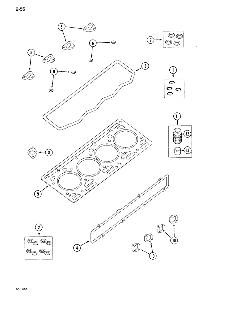 Схема запчастей Case IH 995 - (2-56) - ENGINE SERVICE KIT, CYLINDER HEAD GASKETS (02) - ENGINE