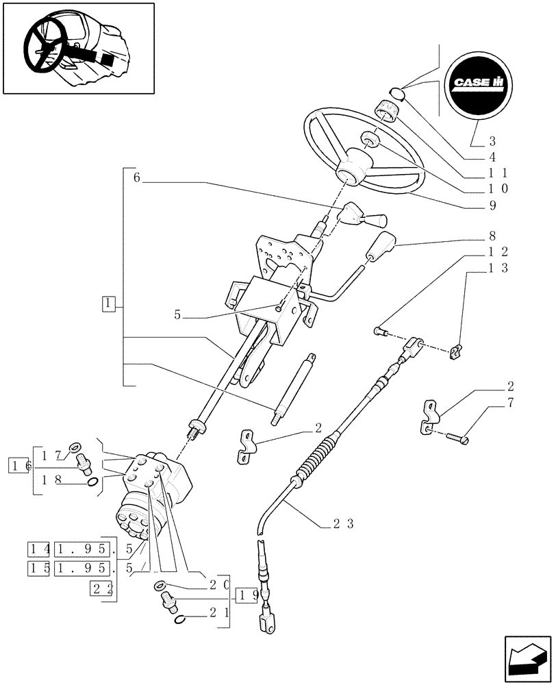 Схема запчастей Case IH MAXXUM 100 - (1.95.5[01]) - HYDROSTATIC STEERING WHEEL AND STEERING COLUMN (10) - OPERATORS PLATFORM/CAB