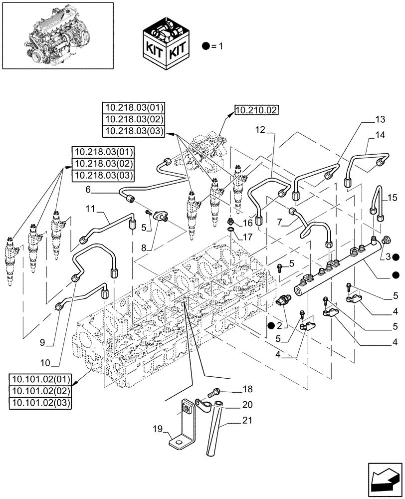 Схема запчастей Case IH 7120 - (10.218.01) - FUEL INJECTION LINES - 7120/7120(LA) (10) - ENGINE