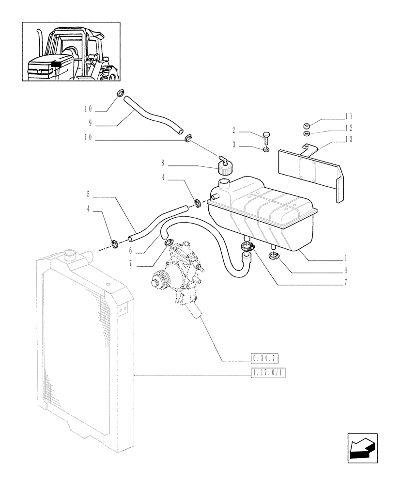 Схема запчастей Case IH MXM140 - (1.17.2) - COOLING - EXPANSION TANK (02) - ENGINE EQUIPMENT