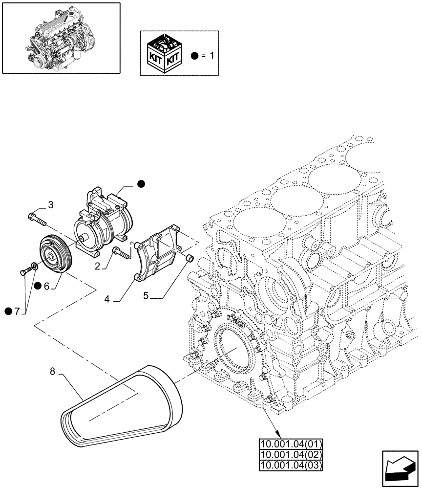 Схема запчастей Case IH 7120 - (50.200.09[01]) - COMPRESSOR, AIRCOND. - 7120/7120(LA) (50) - CAB CLIMATE CONTROL