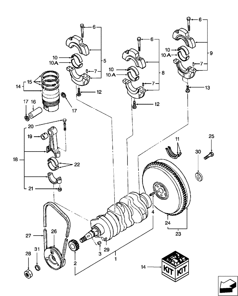 Схема запчастей Case IH DX35 - (01.10) - CRANKSHAFT & PISTONS (01) - ENGINE