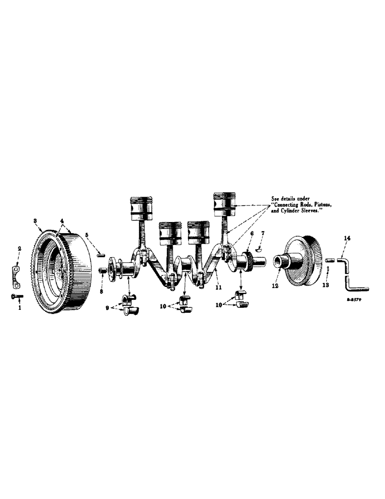 Схема запчастей Case IH SUPER AV - (015) - ENGINE CRANKSHAFT AND RELATED PARTS AND STARTING CRANK (01) - ENGINE