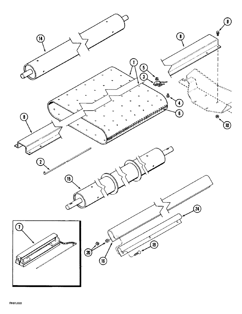 Схема запчастей Case IH 1015 - (9-14) - CONVEYOR BELT, 51 TOOTH PICK-UP (58) - ATTACHMENTS/HEADERS