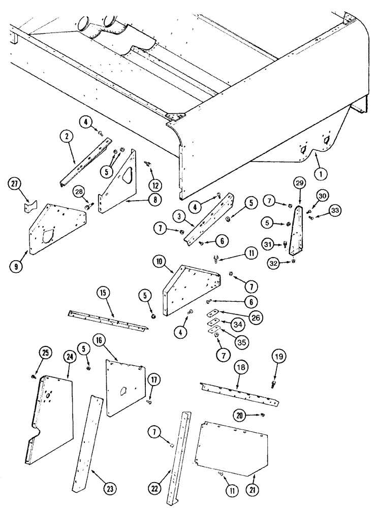 Схема запчастей Case IH 2388 - (09E-03) - GRAIN TANK - SUPPORTS, LOWER (17) - GRAIN TANK & UNLOADER