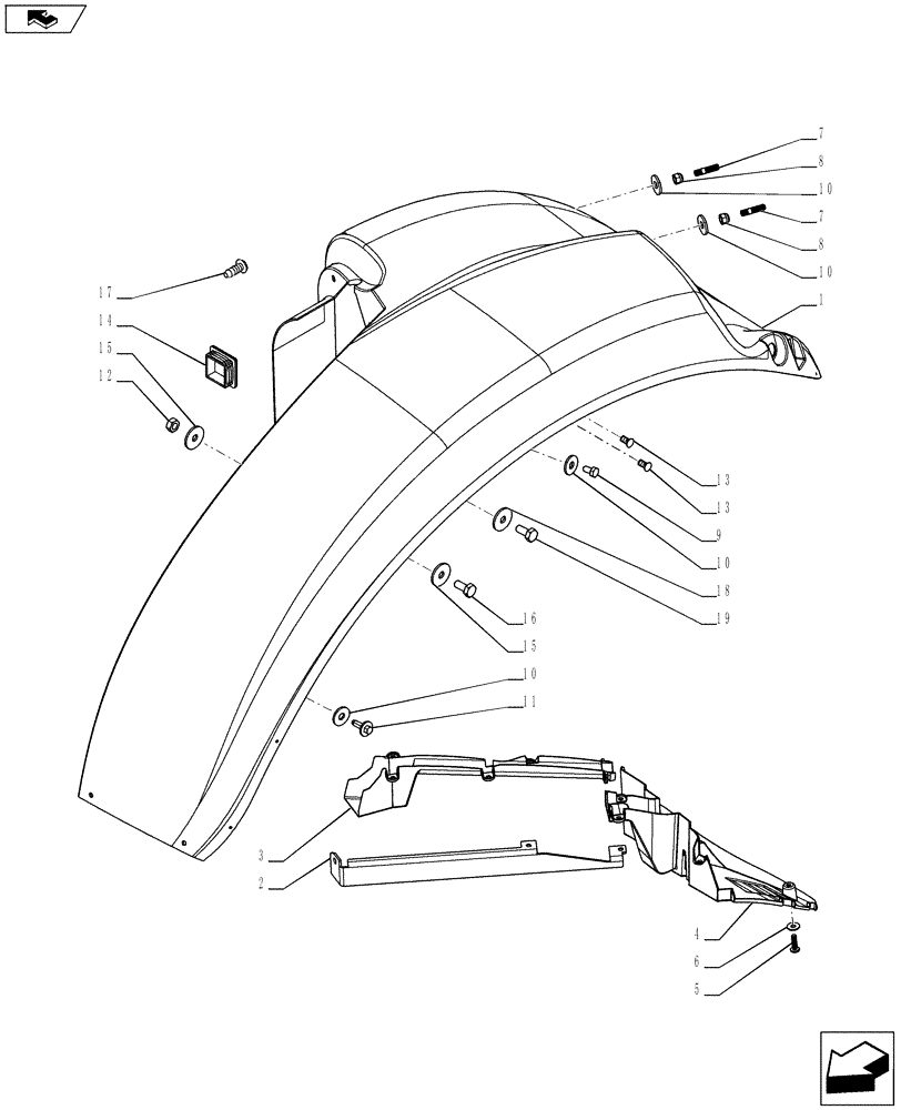 Схема запчастей Case IH PUMA 200 - (90.116.0301[01]) - WIDE REAR FENDERS - FENDERS AND SUPPORTS (VAR.728292) (90) - PLATFORM, CAB, BODYWORK AND DECALS