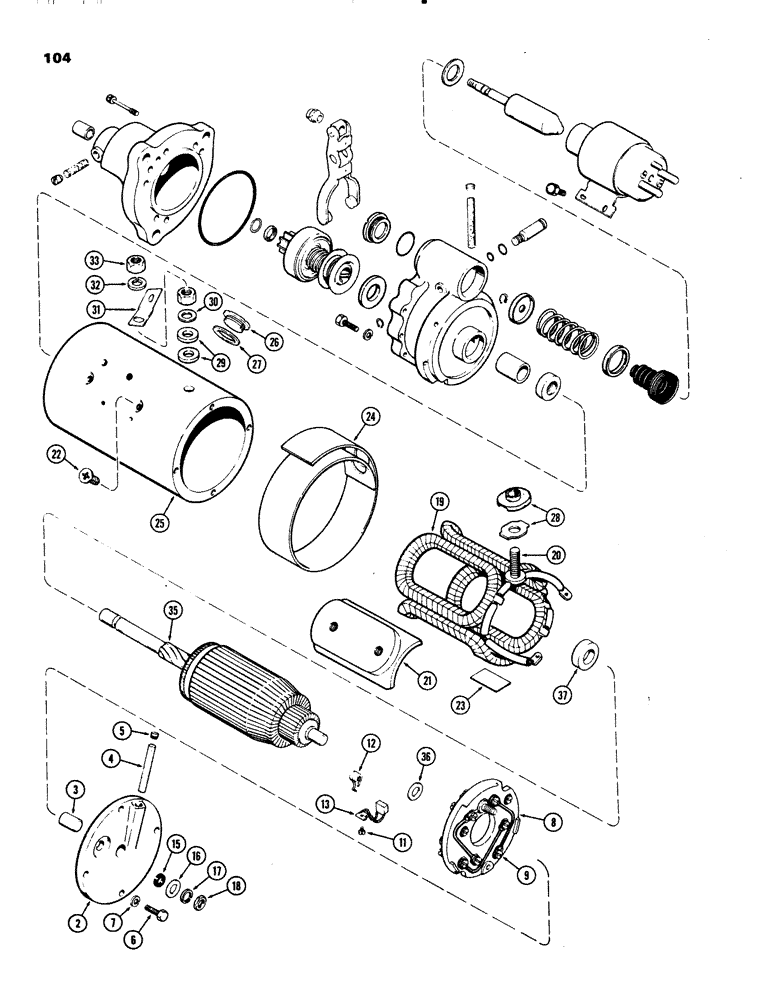 Схема запчастей Case IH 1070 - (0104) - A149056 STARTER, 1ST USED TRAC SERIAL NUMBER 8817385 (04) - ELECTRICAL SYSTEMS