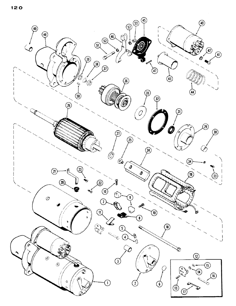 Схема запчастей Case IH 430 - (120) - A36583 STARTER, 188, DIESEL ENGINE (04) - ELECTRICAL SYSTEMS