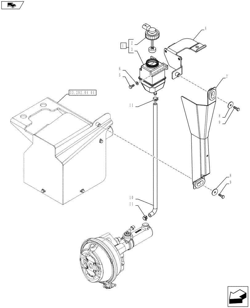 Схема запчастей Case IH PUMA 200 - (33.202.04[06]) - ABS SYSTEM - PNEUMATIC TRAILER BRAKE - FRONT BRAKE FLUID RESERVOIR (VAR. 743922) (33) - BRAKES & CONTROLS