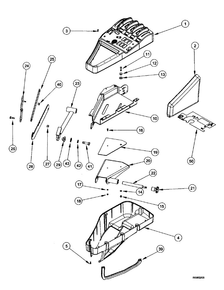 Схема запчастей Case IH MX270 - (9-078) - CONSOLE, RIGHT-HAND (09) - CHASSIS/ATTACHMENTS