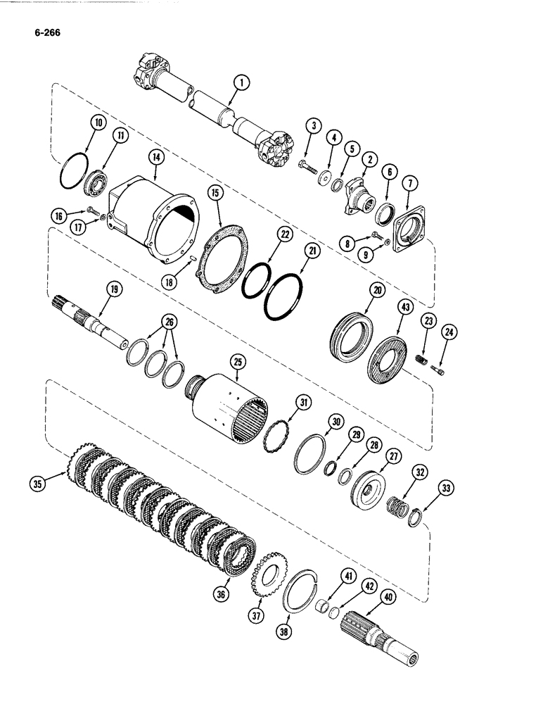 Схема запчастей Case IH 4494 - (6-266) - PTO CLUTCH AND SHAFTS (06) - POWER TRAIN