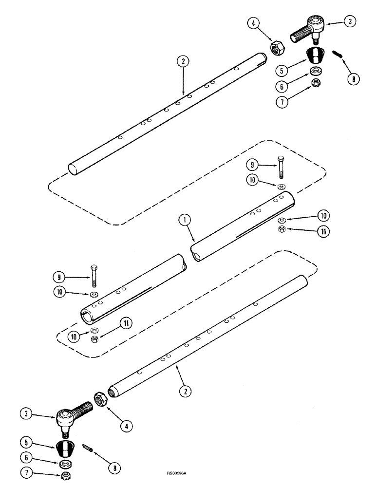 Схема запчастей Case IH 1680 - (5-40) - STEERING TIE ROD, POWER GUIDE AXLE, PRIOR TO P.I.N. JJC0044001 (04) - STEERING