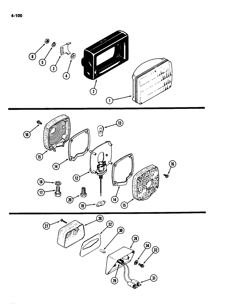 Схема запчастей Case IH 2294 - (4-100) - HEAD LIGHTS (04) - ELECTRICAL SYSTEMS