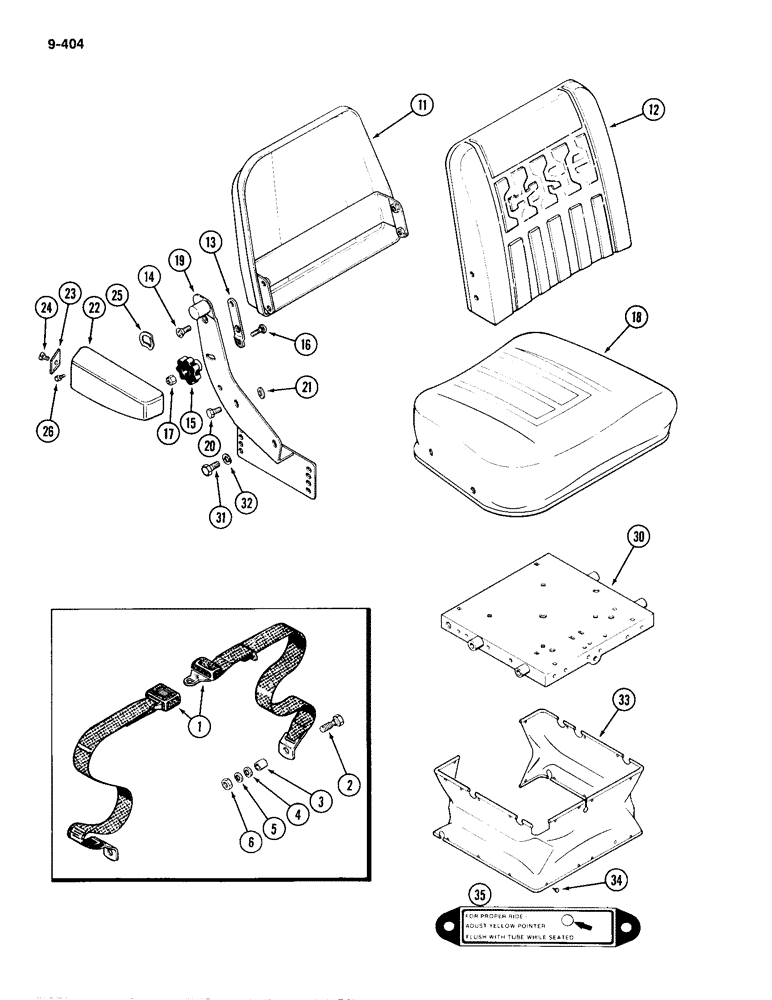 Схема запчастей Case IH 2094 - (9-404) - SEAT BELT, VINYL SEAT (09) - CHASSIS/ATTACHMENTS