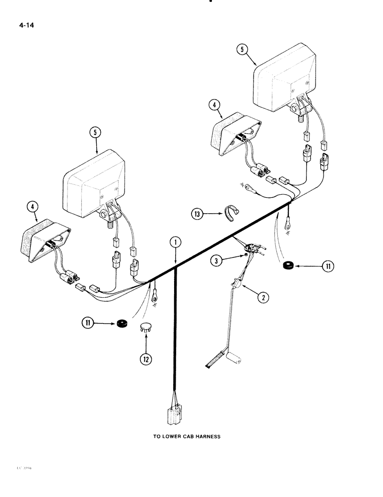 Схема запчастей Case IH 2096 - (4-014) - REAR COMPONENT HARNESS (04) - ELECTRICAL SYSTEMS