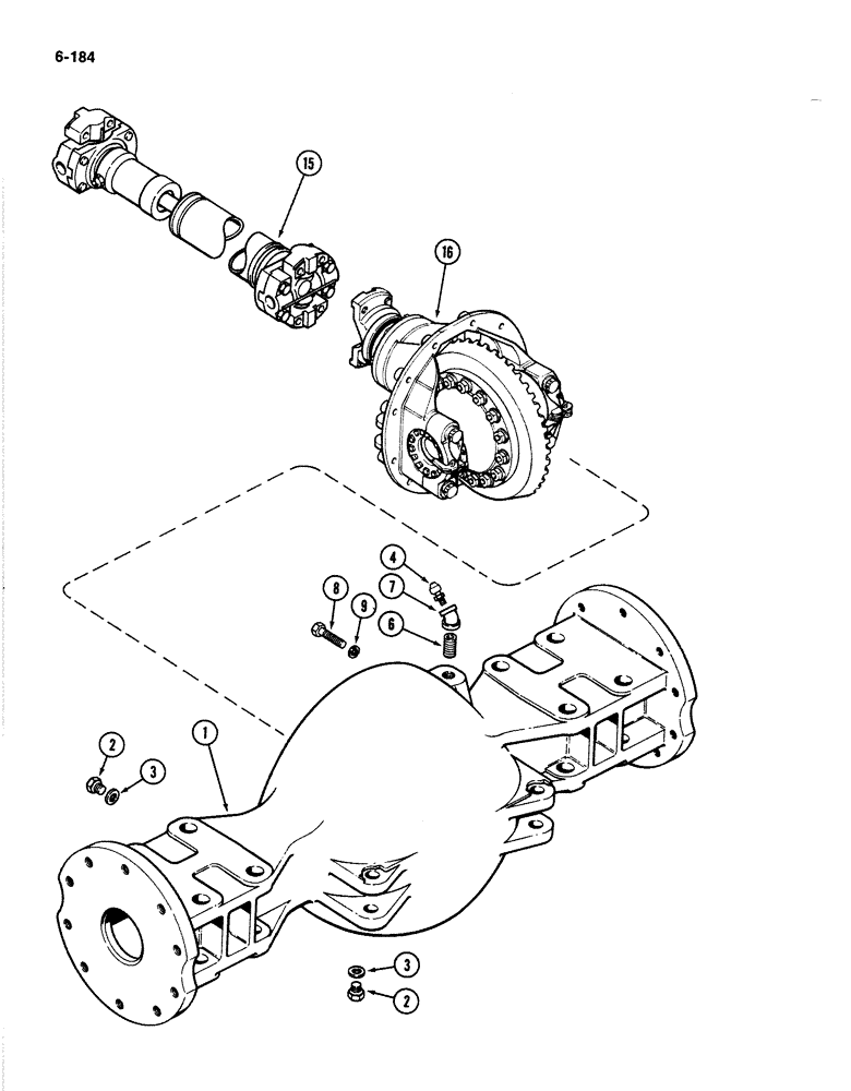 Схема запчастей Case IH 4894 - (6-184) - FRONT AXLE AND DIFFERENTIAL HOUSING P.I.N. 8865170 AND AFTER (06) - POWER TRAIN