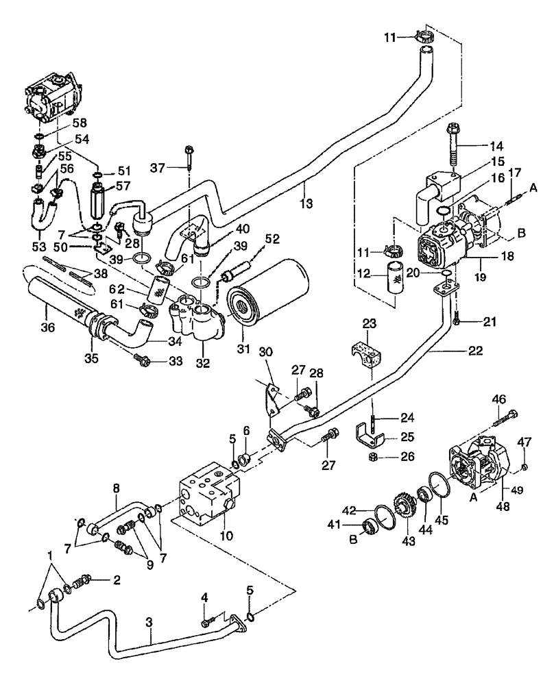 Схема запчастей Case IH DX55 - (04.03) - POWER STEERING PUMP & HYDRAULIC PUMP - EHSS (04) - FRONT AXLE & STEERING