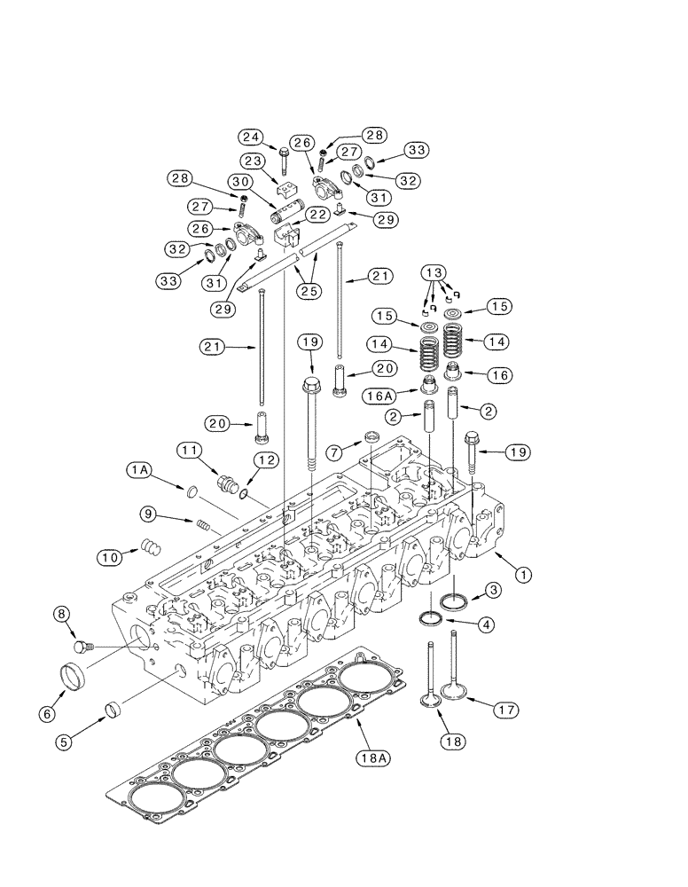 Схема запчастей Case IH PX215 - (02-16) - CYLINDER HEAD - VALVE MECHANISM (02) - ENGINE