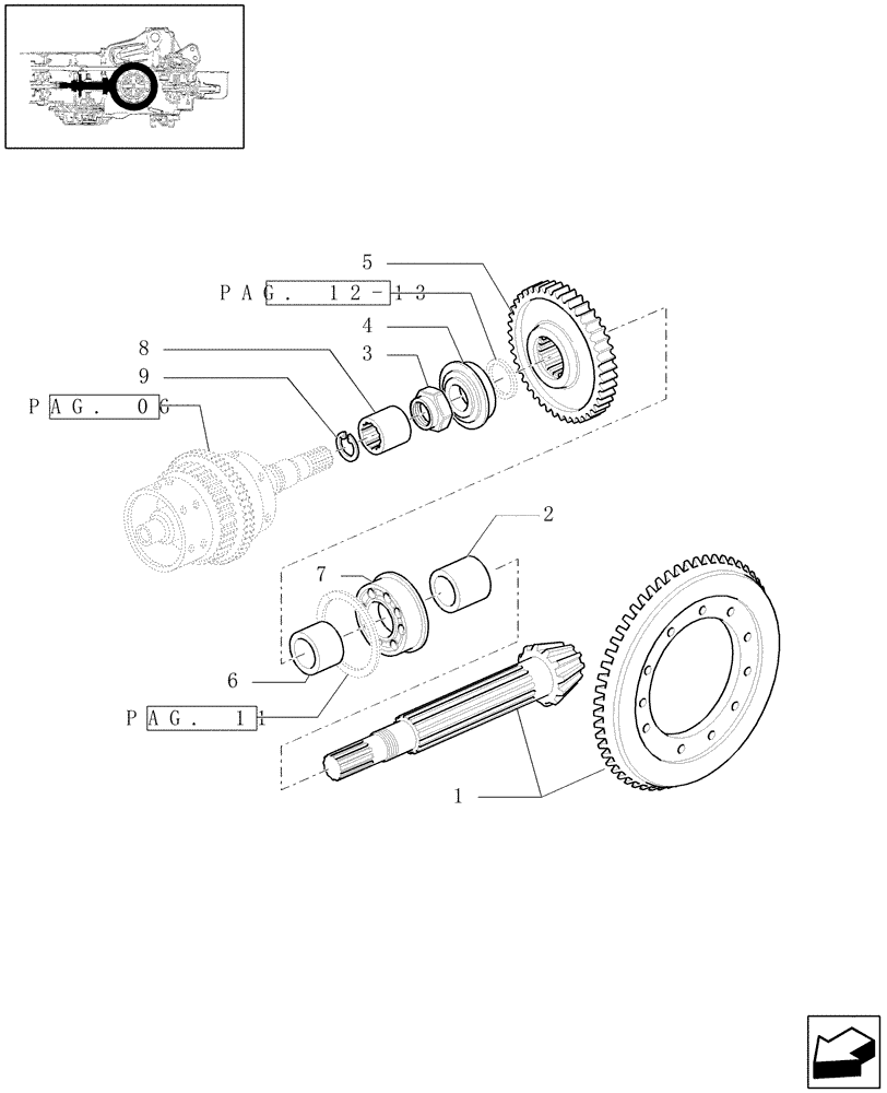 Схема запчастей Case IH PUMA 180 - (1.32.1[08]) - CENTRAL REDUCTION GEARS (03) - TRANSMISSION